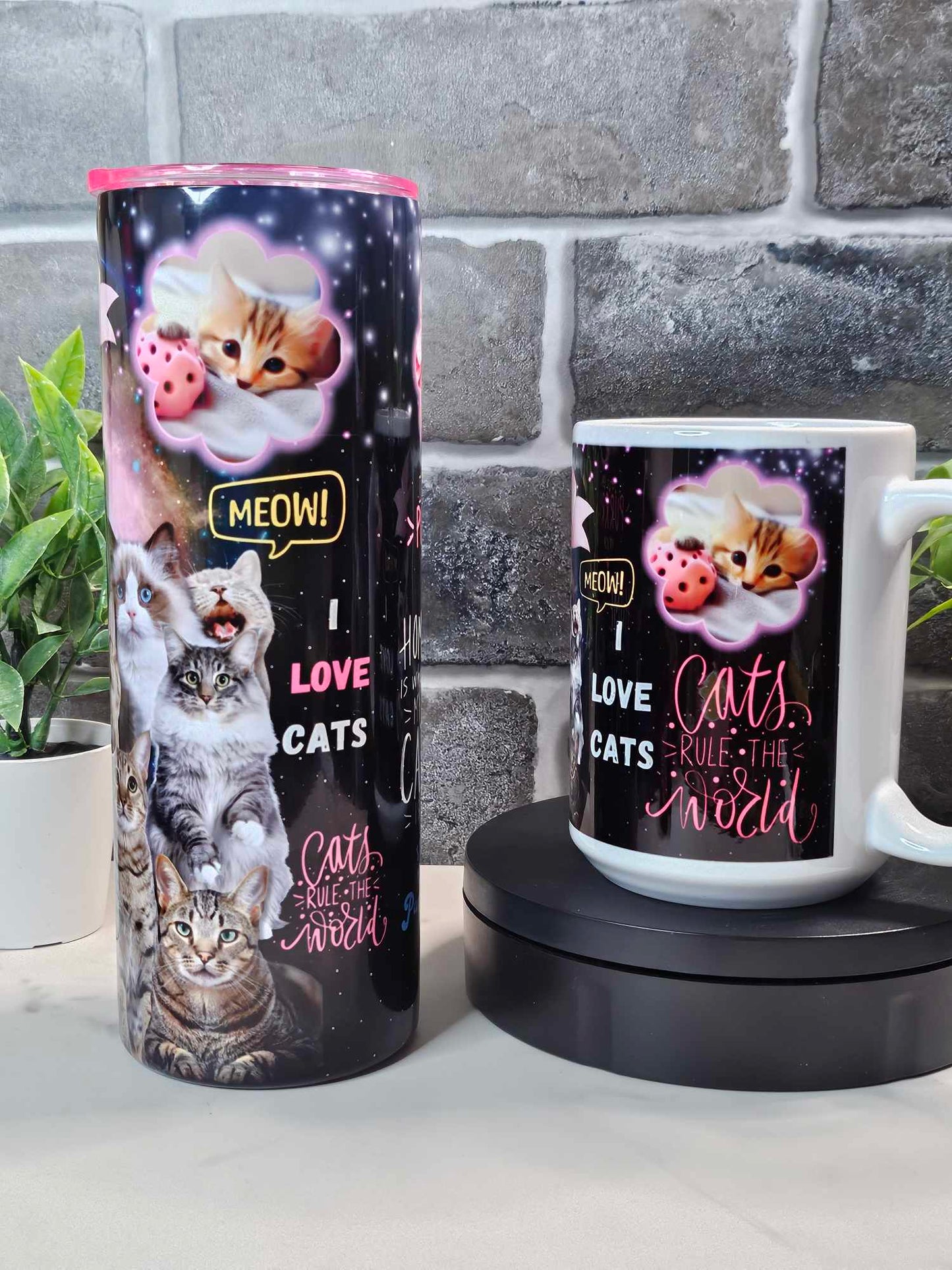 CATS RULE THE WORLD (Personalized) 20oz Tumbler or 15oz Ceramic Mug
