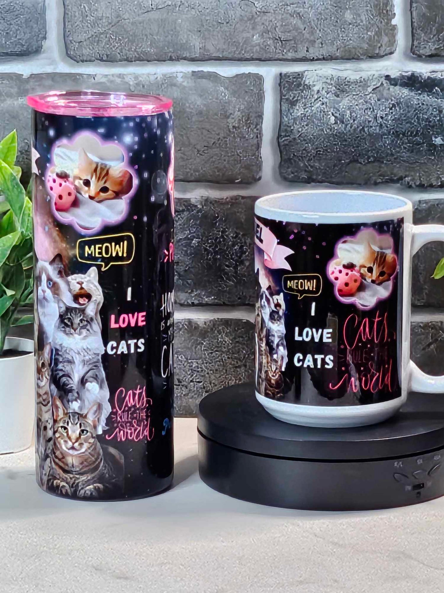 CATS RULE THE WORLD (Personalized) 20oz Tumbler or 15oz Ceramic Mug