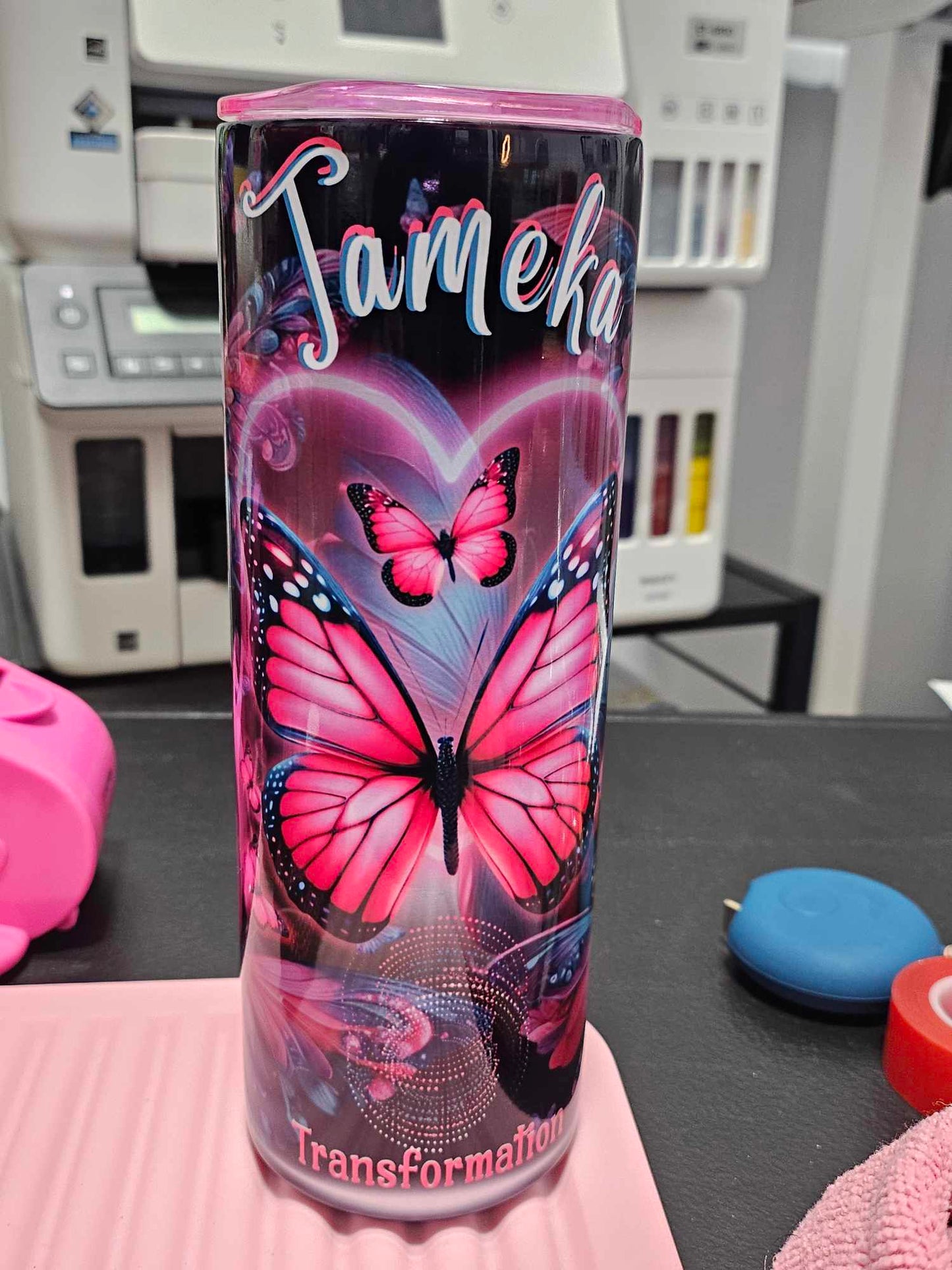 BUTTERFLIES EVERYWHERE (Personalized 20oz Tumbler) Stainless Steel Straw