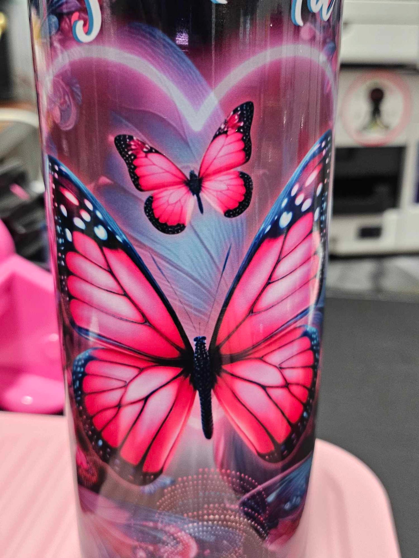 BUTTERFLIES EVERYWHERE (Personalized 20oz Tumbler) Stainless Steel Straw