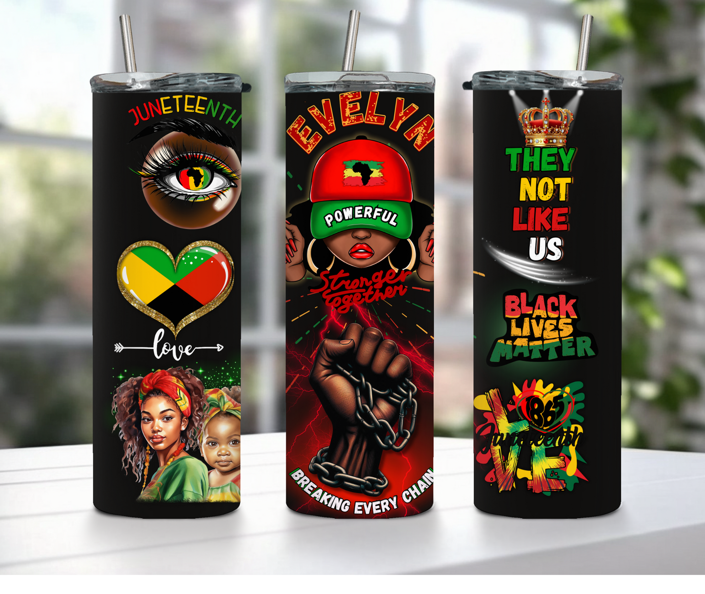 JUNETEENTH (Personalized) 20oz Tumbler with Metal Straw