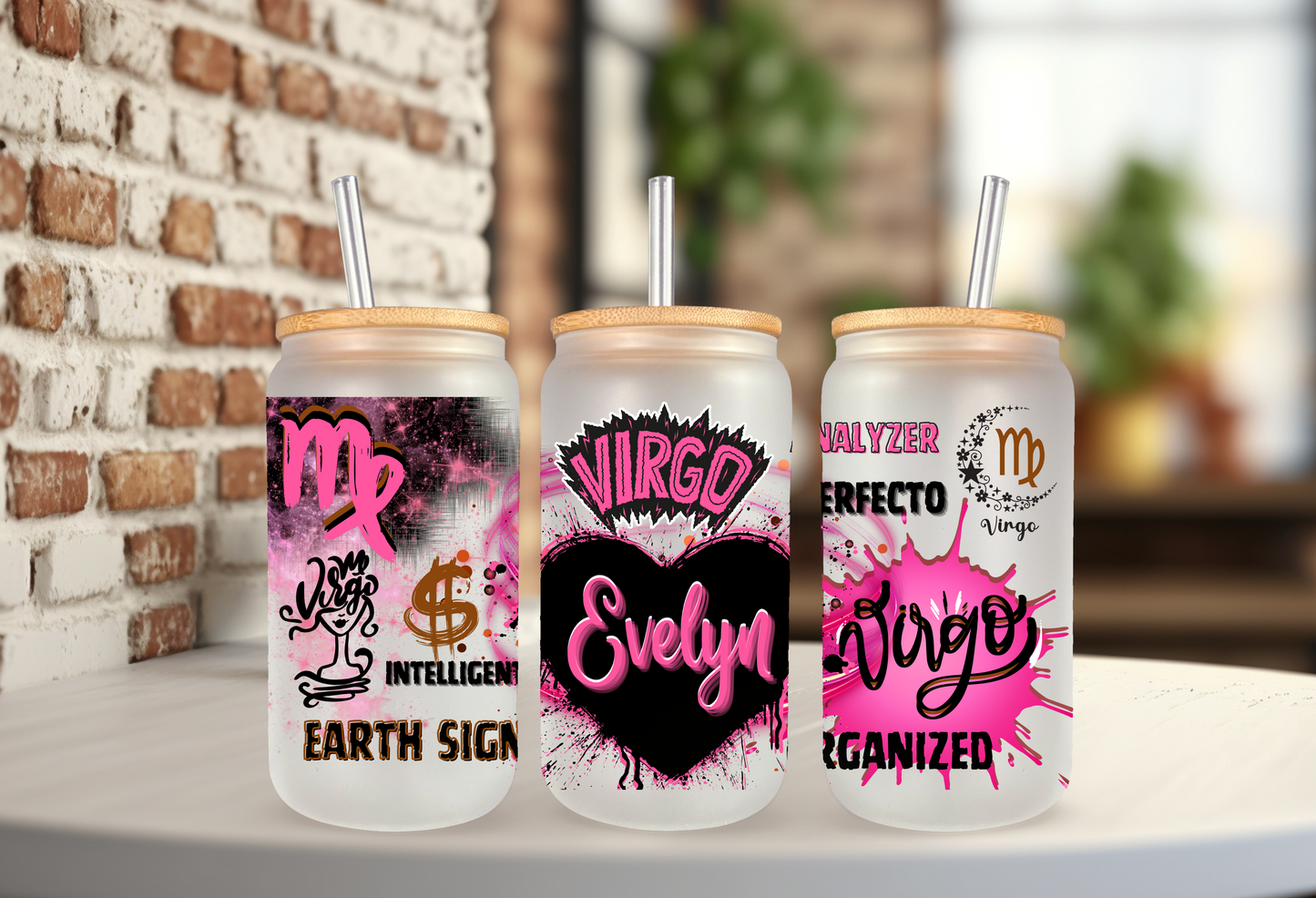 VIRGO GLASS (Personalized) 18OZ w/ Glass straw
