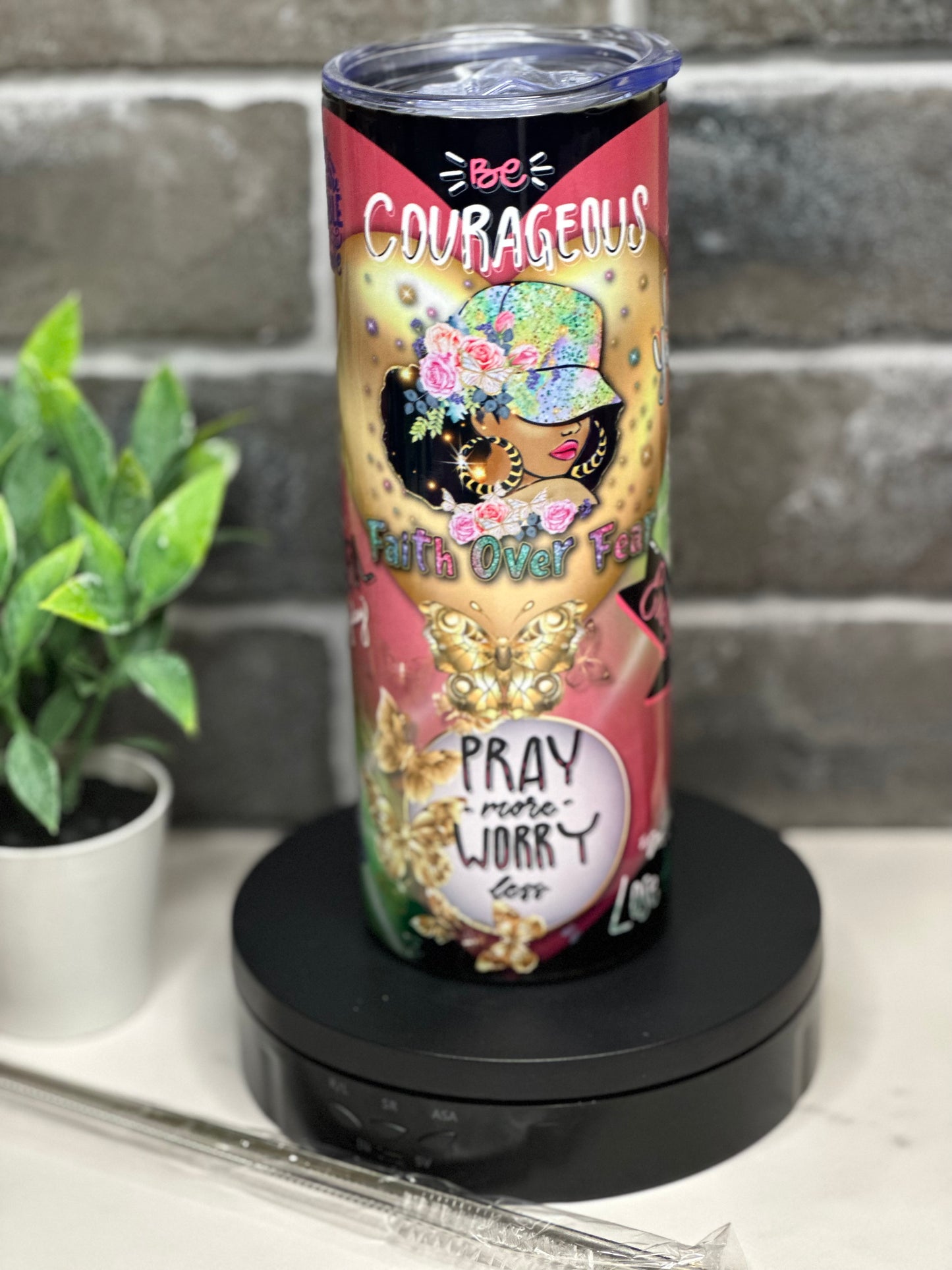 FAITH OVER FEAR (Personalized) 18OZ w/ Glass straw