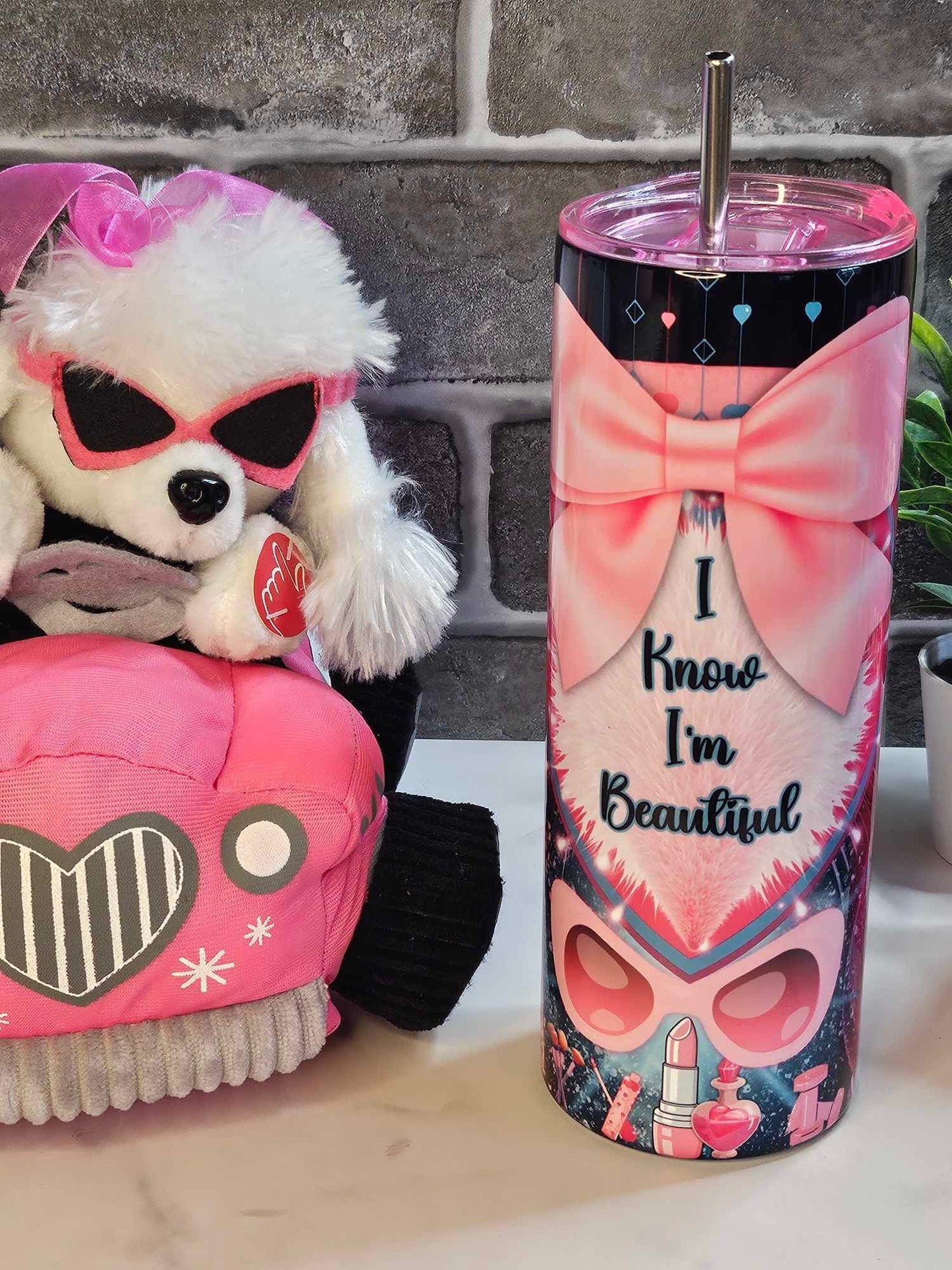 I'M BEAUTIFUL (20oz TUMBLER W/STAINLESS STEEL STRAW