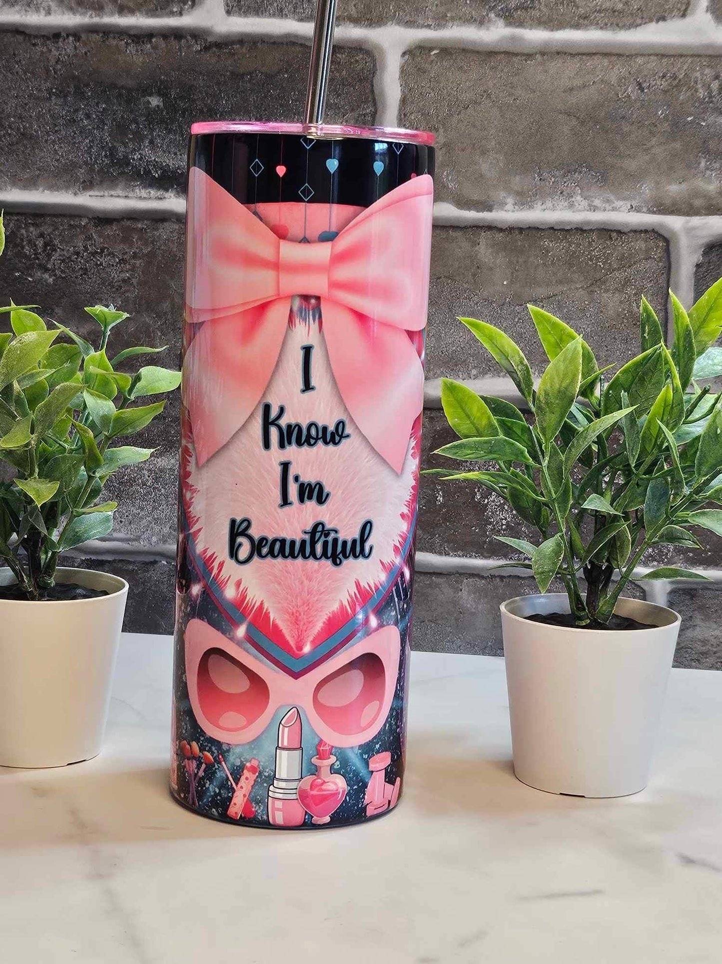 I'M BEAUTIFUL (20oz TUMBLER W/STAINLESS STEEL STRAW