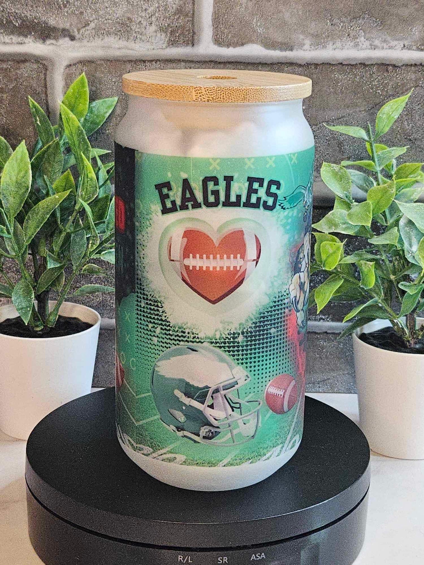 EAGLES GLASS TUMBLER (18oz) w/ Glass straw (Personalized)