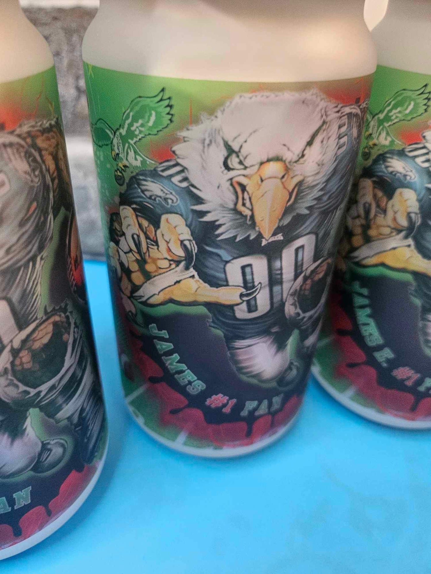 EAGLES GLASS TUMBLER (18oz) w/ Glass straw (Personalized)