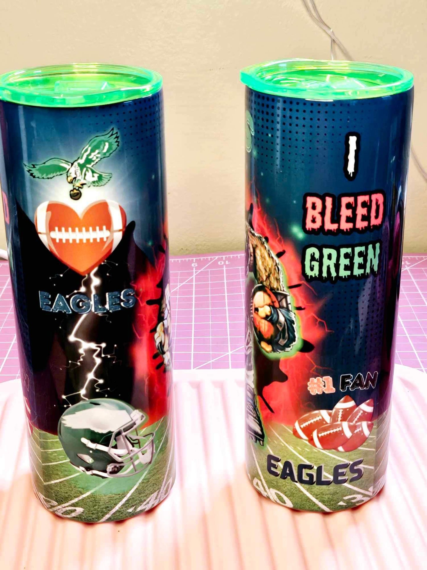 EAGLES 4 different designs (Personalized) 20oz Tumbler w/Metal Straw