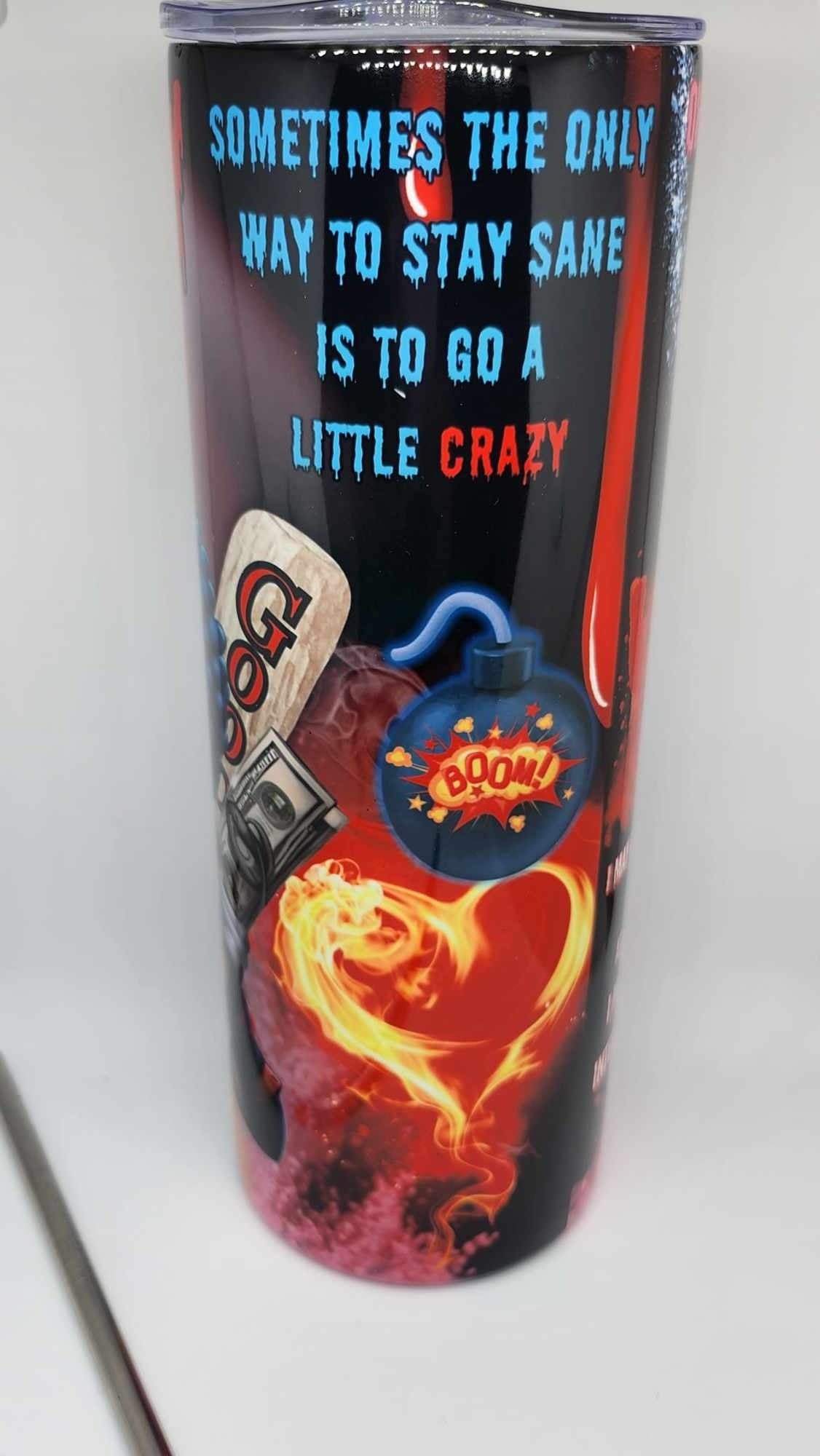 HALLOWEEN (HARLEY QUINN W/PENNYWISE) TUMBLER (20oz Tumbler)
