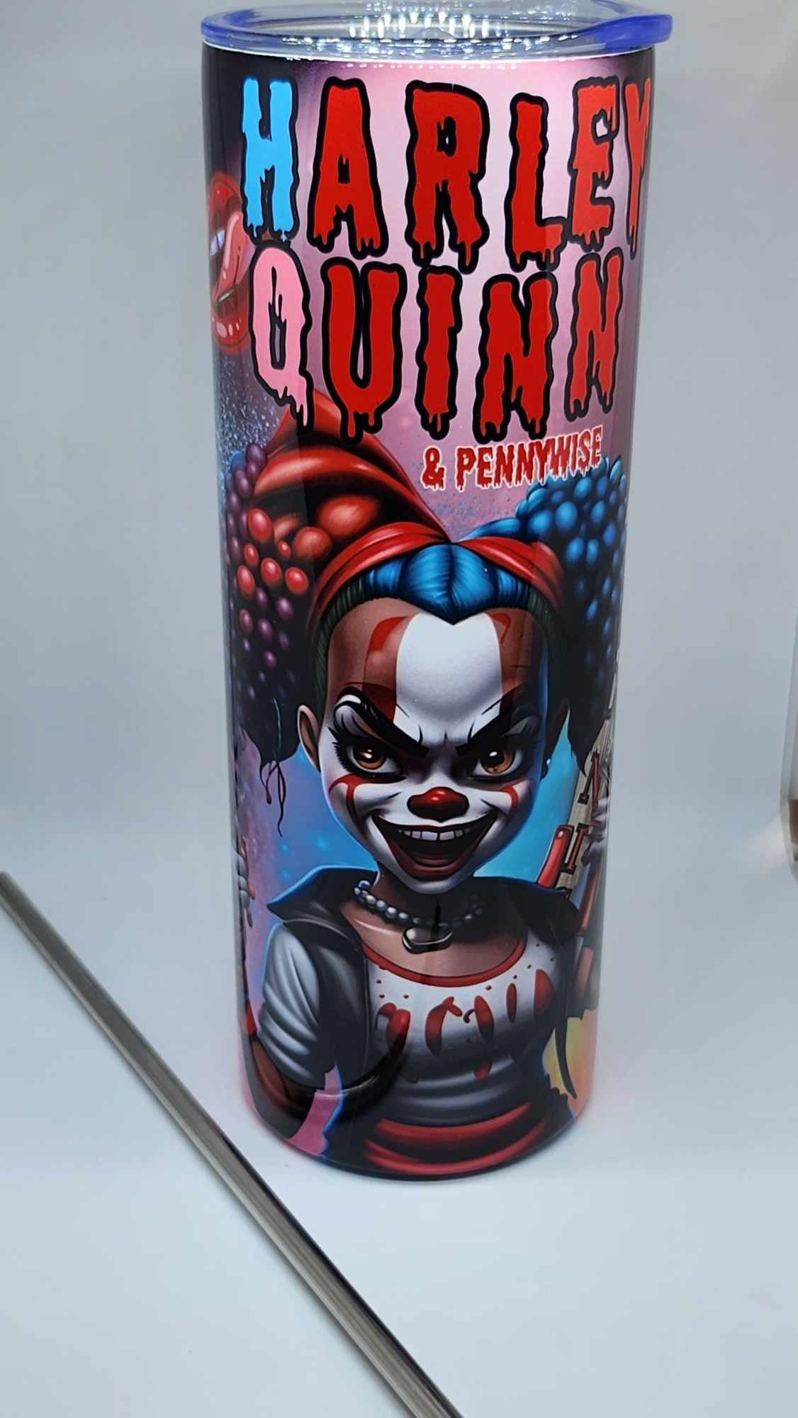 HALLOWEEN (HARLEY QUINN W/PENNYWISE) TUMBLER (20oz Tumbler)