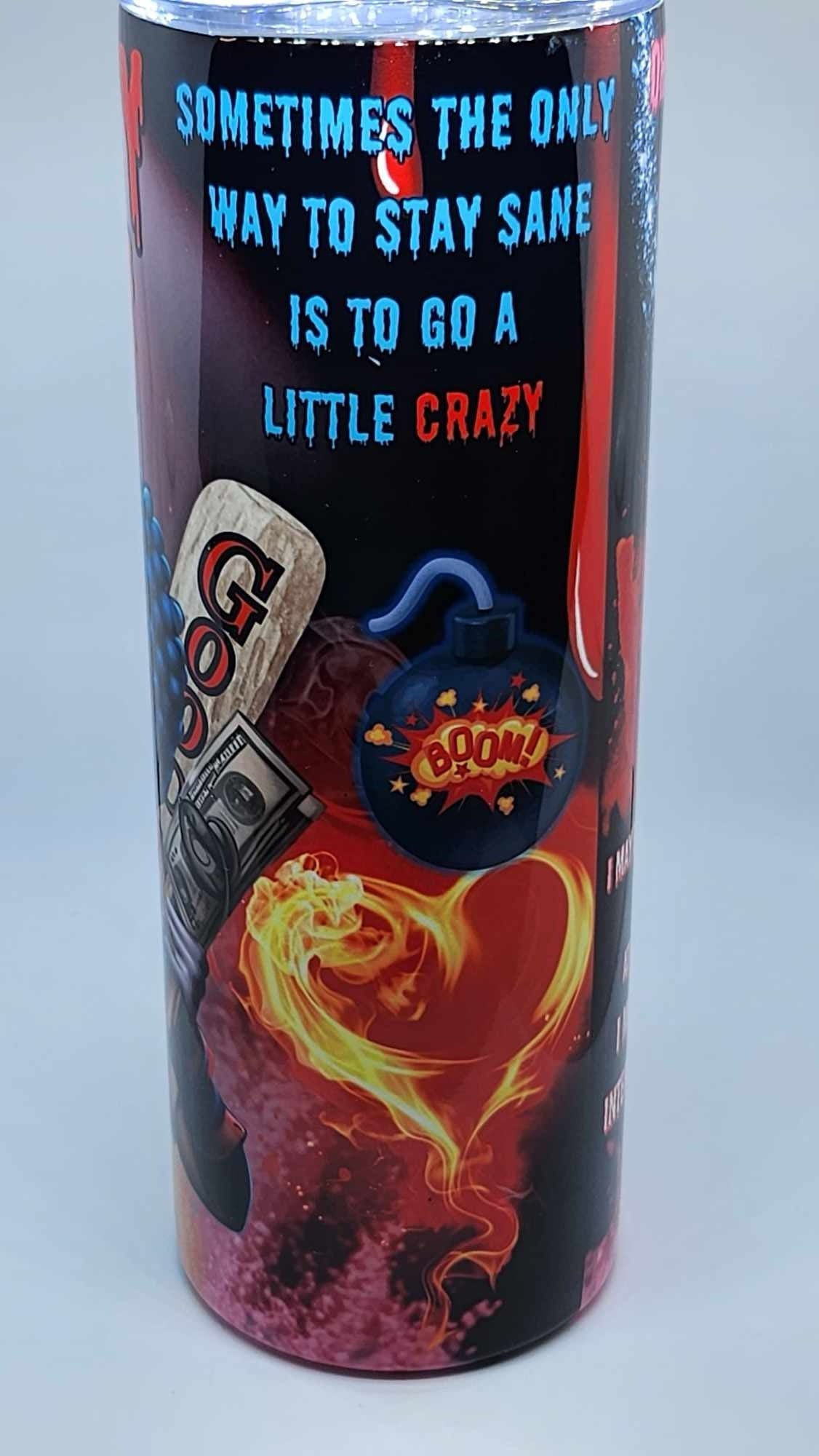 HALLOWEEN (HARLEY QUINN W/PENNYWISE) TUMBLER (20oz Tumbler)