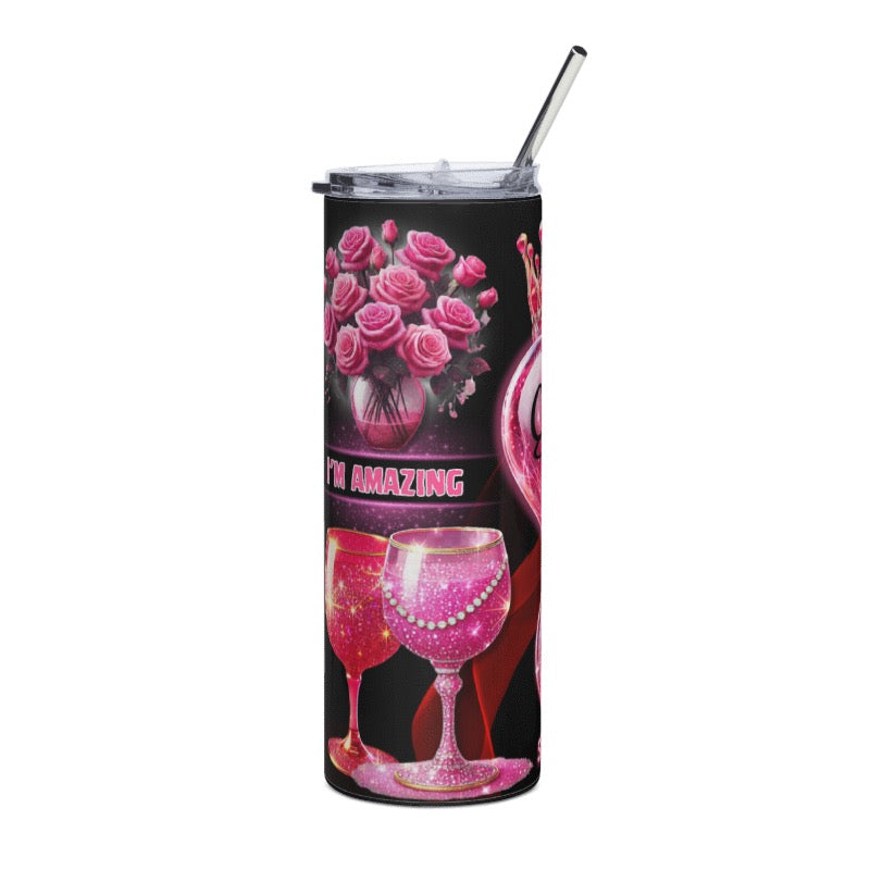 VALENTINE/SELF LOVE TUMBLER (20oz) with stainless steel straw.