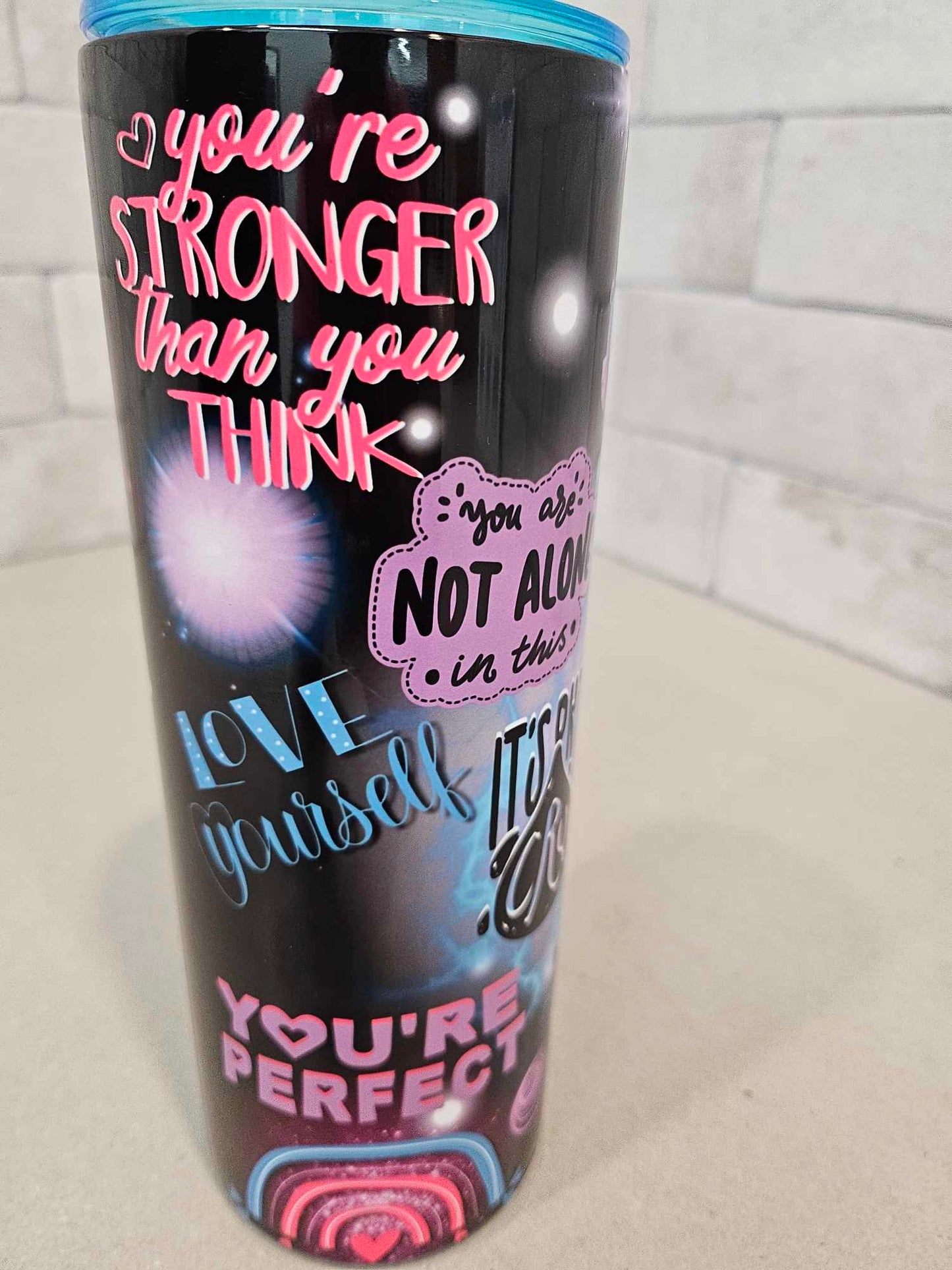 ALOPECIA AWARENESS (20oz Stainless Steel Tumbler) with metal straw