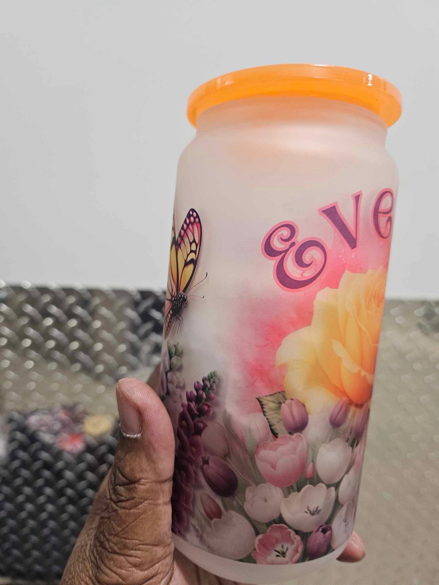 FLOWERS IN THE AIR (Personalized) 18OZ w/ Glass straw