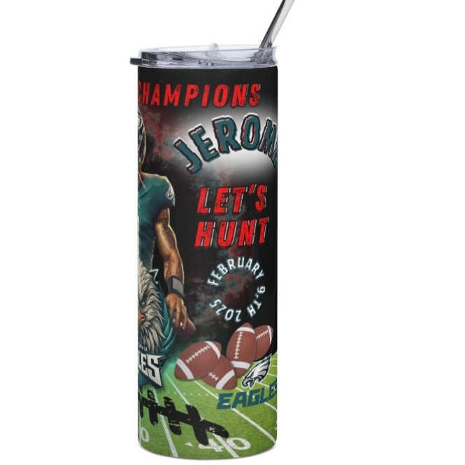 EAGLES 4 different designs (Personalized) 20oz Tumbler w/Metal Straw