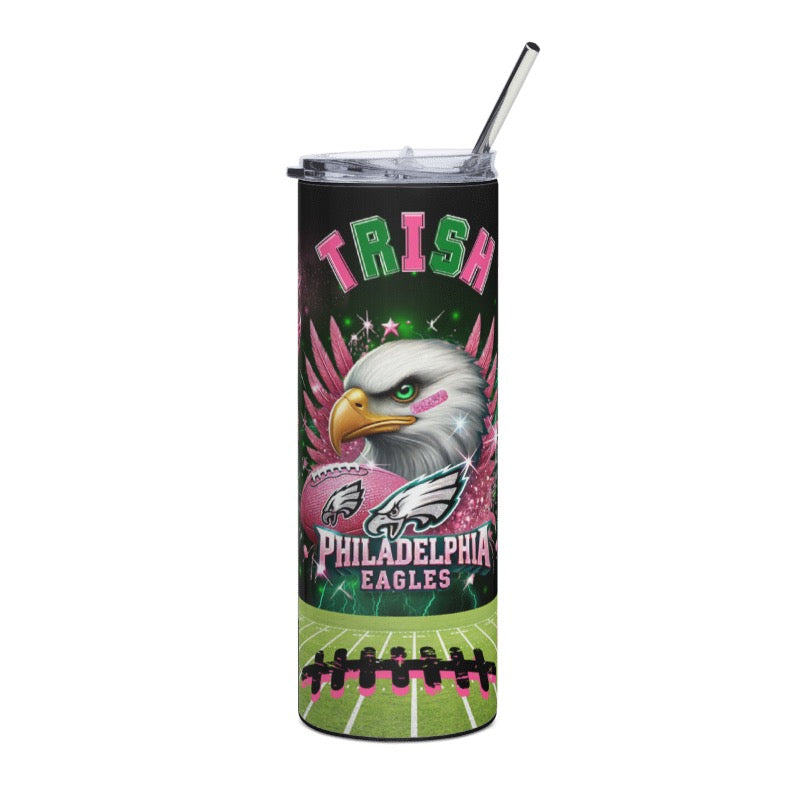 EAGLES 4 different designs (Personalized) 20oz Tumbler w/Metal Straw