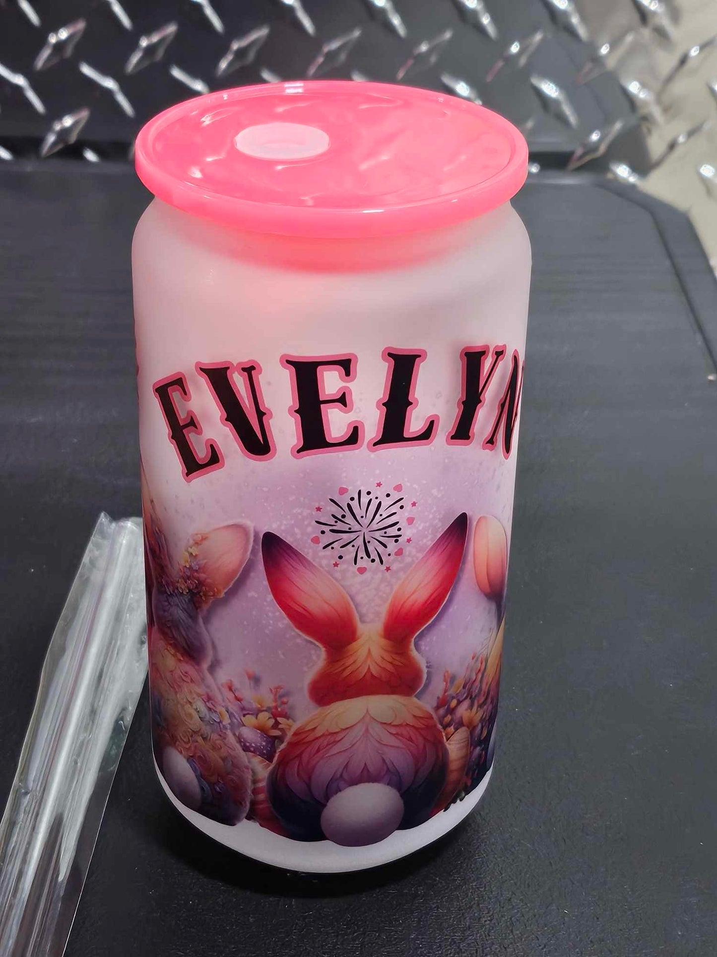 EASTER BUNNY TIME (Personalized) 18OZ w/ Glass straw