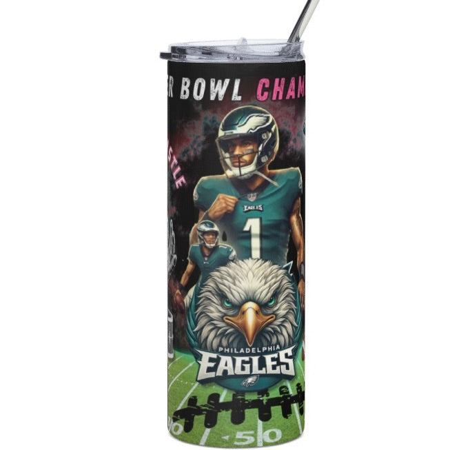 EAGLES 4 different designs (Personalized) 20oz Tumbler w/Metal Straw