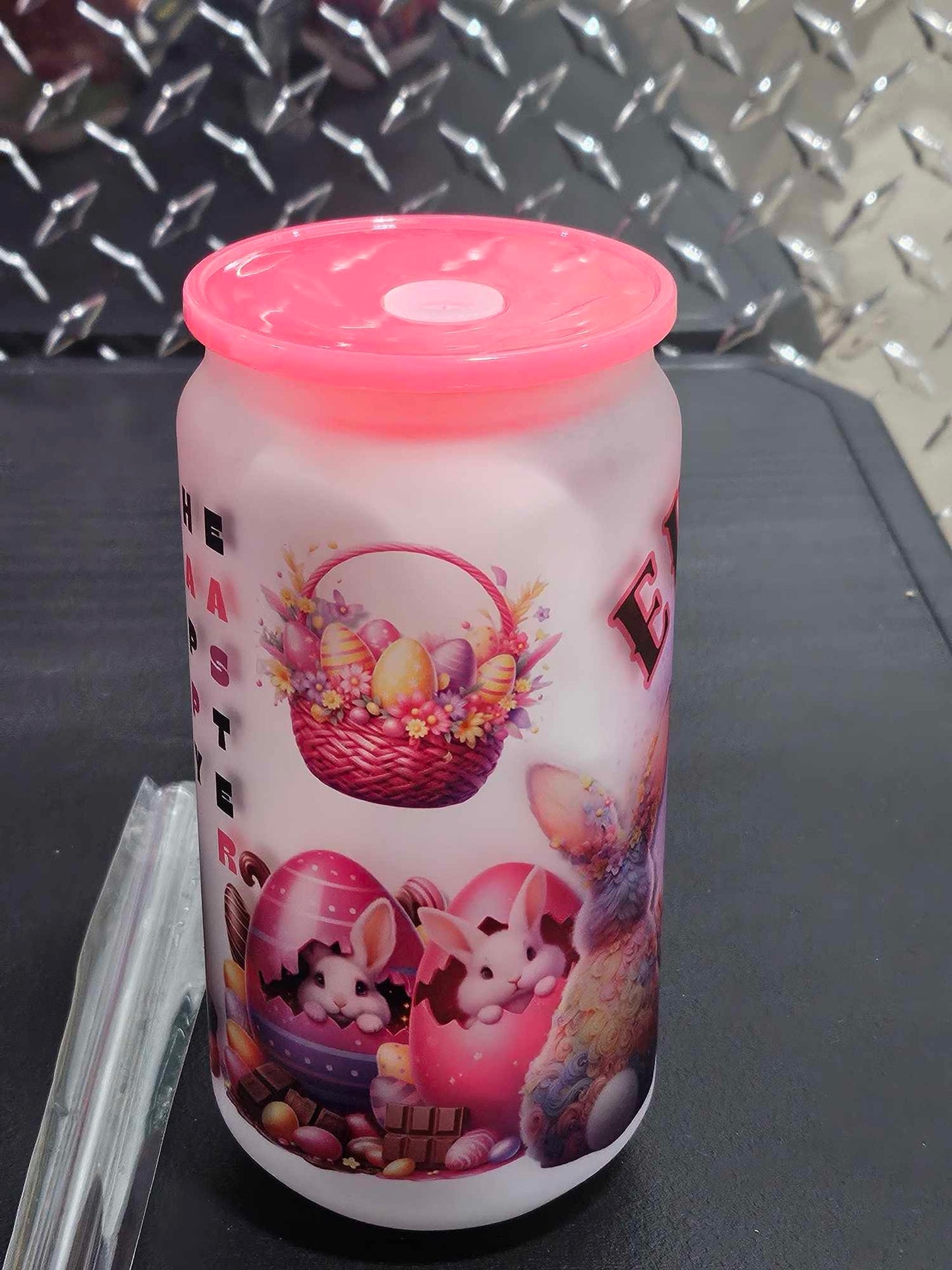 EASTER BUNNY TIME (Personalized) 18OZ w/ Glass straw