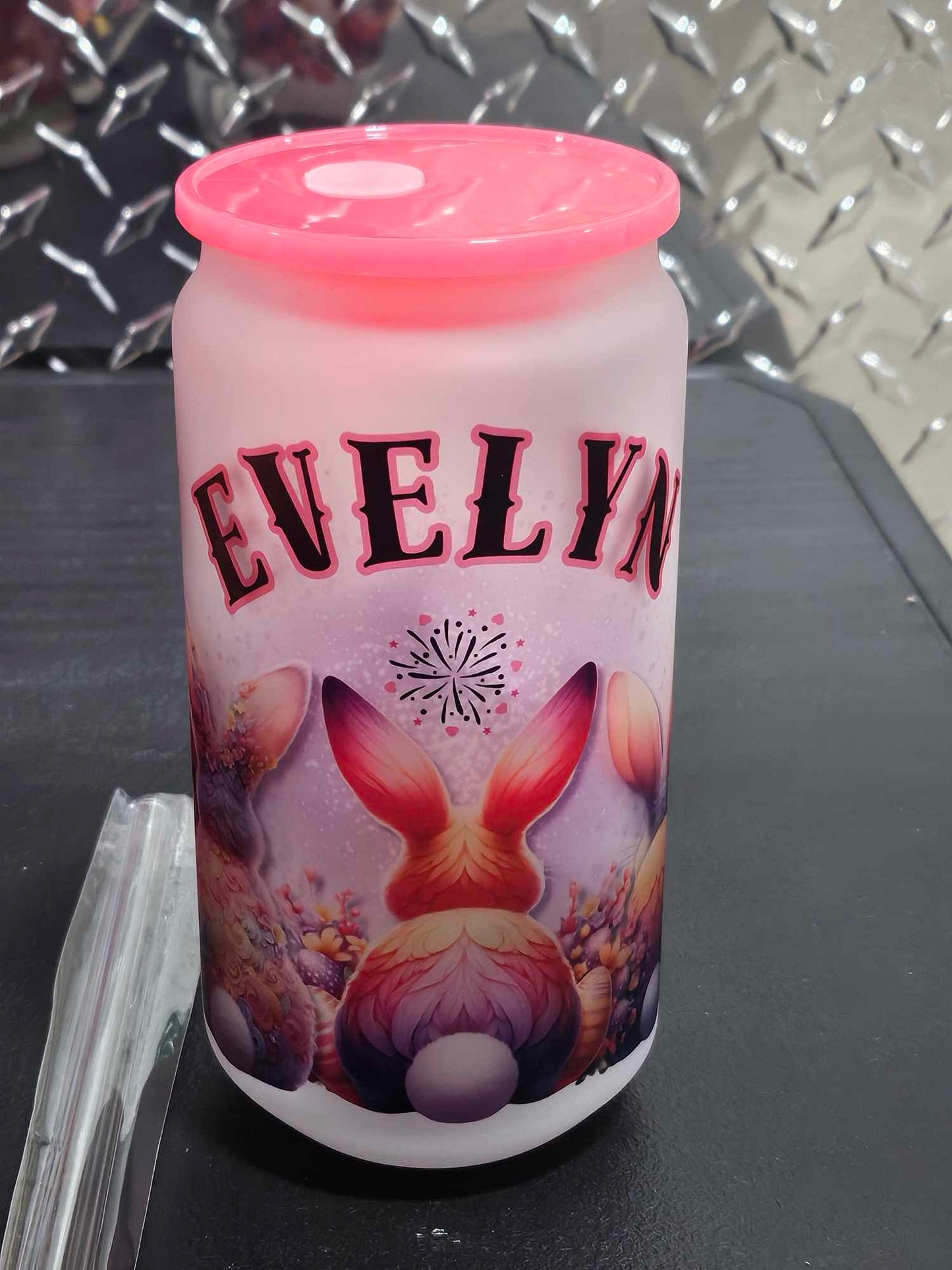 EASTER BUNNY TIME (Personalized) 18OZ w/ Glass straw