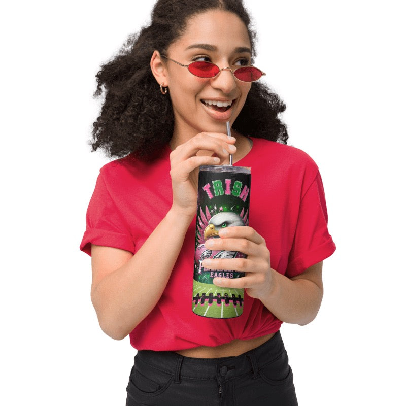 EAGLES 4 different designs (Personalized) 20oz Tumbler w/Metal Straw