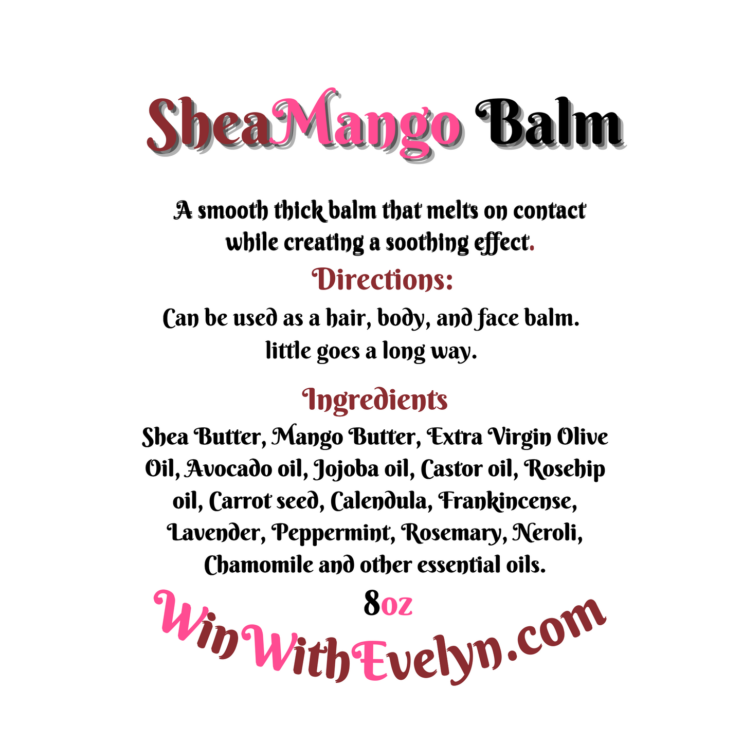 SHEAMANGO BALM (ORGANIC) 8oz & 16oz Glass Jars