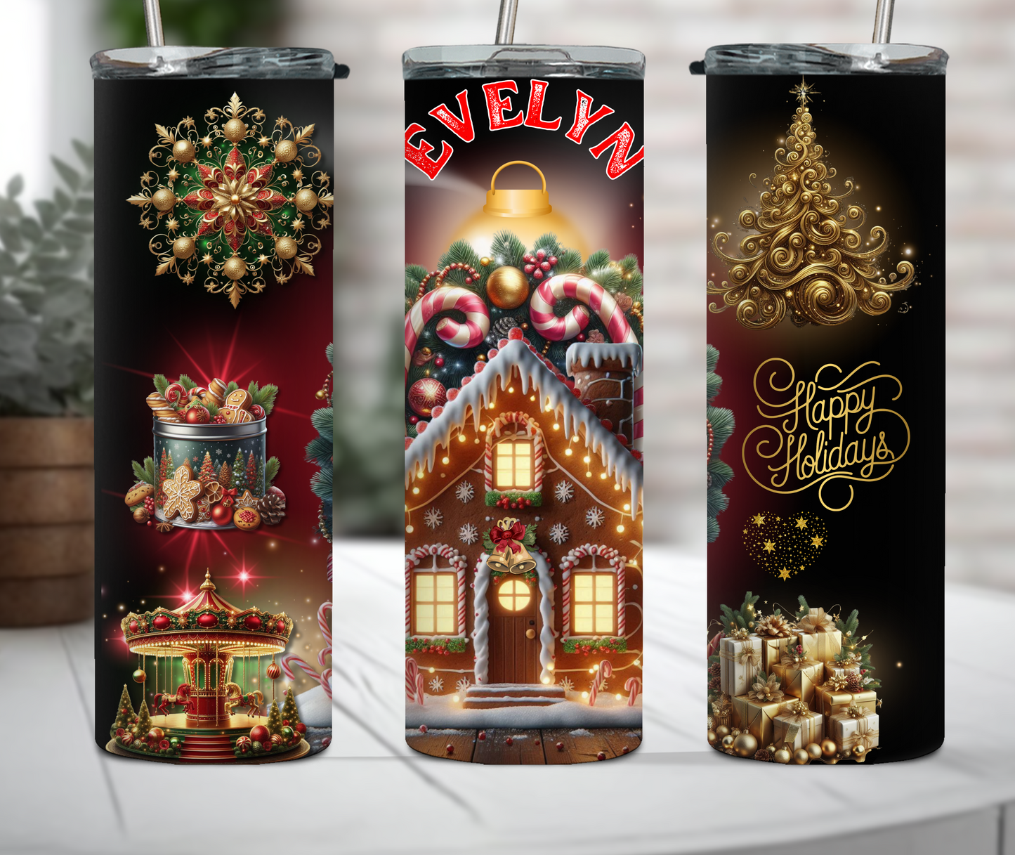 HOLIDAY GLO (Personalized) 20oz Tumbler w/Stainless Steel Straw