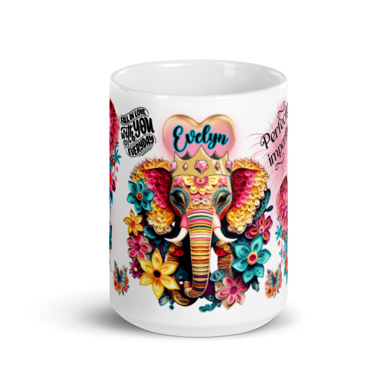 ELEPHANTS AND BUTTERFLIES (Personalized) 15oz Cofee Mug