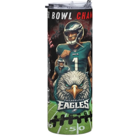 EAGLES 4 different designs (Personalized) 20oz Tumbler w/Metal Straw